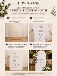 Customized Wedding Arch Fabric Decoration Cover, Personalized Photo/Name/Date/Text, Polyester Double-Sided Elastic Backdrop, Party Decoration, Wedding Welcome Sign, Bridal Gift, No Power Required, Suitable For Wedding, Birthday, Party - Multicolor - View 5