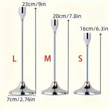 6/3Pcs Silver Metal Taper Candle Holders Set, Multi Height Tall Short Candlestick Table Centerpiece Decor, Modern Candle Stand For Wedding Reception, Dinner Table, Fireplace Mantel, Farmhouse Home Decor, Housewarming Gift, Candles Not Included - Multicolor - View 4