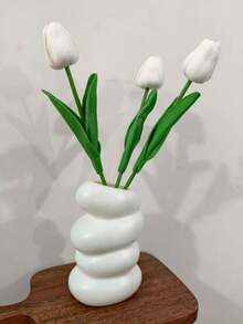 3pcs/6pcs Mini White Tulip Artificial Flowers, Wedding Home Decor, Realistic Fake Tulips Gifts Birthday Graduation - White - View 11