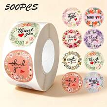 500pcs/Roll Rose Gold Foil Stamped Thank You Stickers, Round Self-Adhesive Gift Seal Stickers, Label Stickers, For Envelope Packaging, Birthday Party, Handmade Crafts, Small Business Product Packaging, Gift Box Stickers - Diverse - View 12