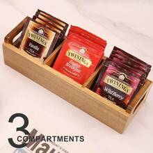 1PC Wooden Tea Bag Storage Box, Portable Tea Bag Holder Office Coffee Tea Bag Organizer - Multicolor - View 3