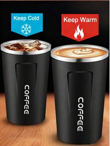 1pc Reusable Travel Coffee Mug, Leak-Proof, Stainless Steel Vacuum Insulated Cup With Lid, Suitable For Hot And Cold Drinks, Leak-Proof, Reusable, Suitable For Commuting, Daily Use, Travel And Gifting, Back To School Water Bottle - Multicolor - View 5