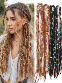 Merlad Braided Colorful Rope Dreadlocks Gradient Hair Tie Niche Wool Braid Hair Tie Women's,Clips For Hair - Multicolor - View 1