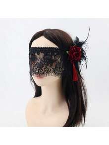 1 Stück mysteriöse Halbgesichtsmaske aus Spitze für Damen, Kostüm-Accessoire für Atmosphäre-Party und Abendveranstaltung - Übersicht 8