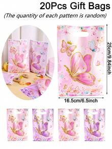 10/20/50pcs Butterfly Gift Bags, Pink Purple Butterfly Print Party Favor Bags, Plastic Party Supplies, Suitable For Baby Shower Decoration, Girls Birthday Party - Multicolor - View 8