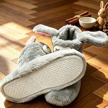 1 Pair Rabbit Cute Fabric Animal Silent Soft Sole Indoor Slippers Warm For Winter - Pink - View 3