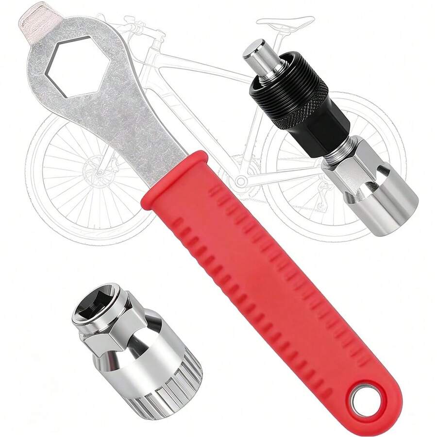 Bicycle Crank Puller Set, Equipped With 16mm/0.63in Wrench, Square Taper Crank Arm Removal Tool - Crank Removal Tool - 3-piece Set - View 1