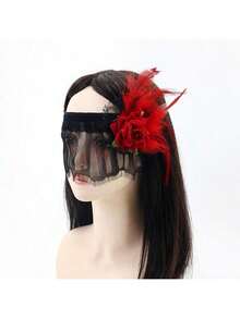 1 Stück mysteriöse Halbgesichtsmaske aus Spitze für Damen, Kostüm-Accessoire für Atmosphäre-Party und Abendveranstaltung - Übersicht 9