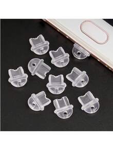 1 Set/10pcs Phone Charging Port Dust Plugs, With 1 Storage Box, Anti-Loss, With Hanging Hole, Compatible With Apple/Android Phone Charging Ports, Type-C Interface Dust Plugs - Transparent - View 5