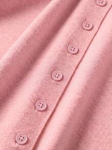 Robe mini en tricot élégante et décontractée avec col en V, convient pour le port quotidien, les sorties et la maison - Rose bonbon - Voir 8