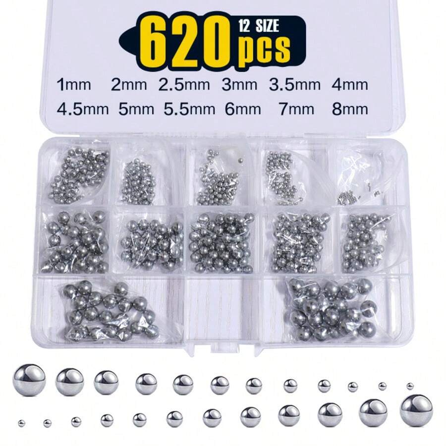 620顆 1-8mm 公制精密散裝自行車軸承鋼珠套組(12種尺寸) - A - 查看 1