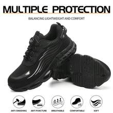 Ding gu Super Light Men's Safety Shoes, Steel Toe Work Sneakers, Comfortable Breathable Protective Footwear, Puncture Resistant Anti-Smash Construction Shoes - Black - View 10