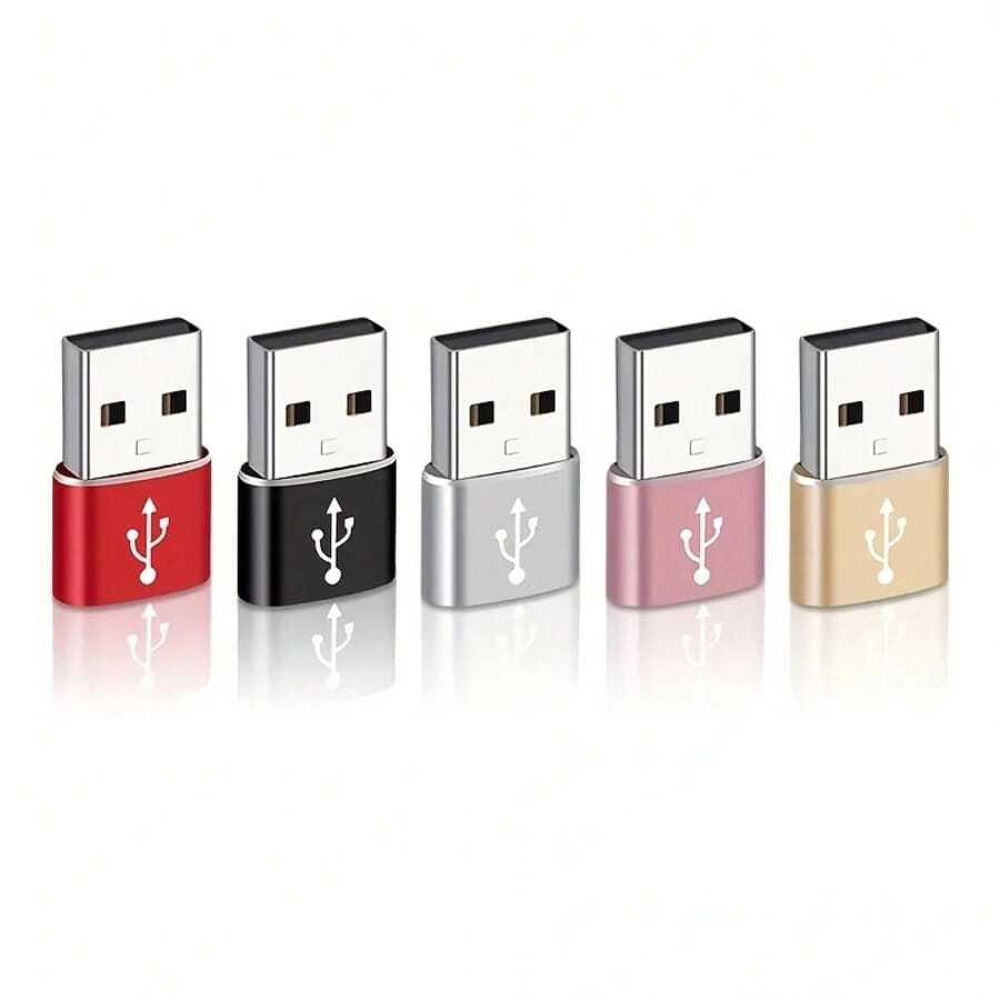 1 个 USB 转 Type-C 适配器,适用于带有 USB 转 Type-C 接口的手机、电脑、相机之间的充电和数据传输 - 粉色 - 查看 1