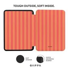 GIIPPA 1件裝橘色條紋 Kindle 保護殼附手提帶，適合書迷的情人節/聖誕節禮物，自動喚醒/睡眠電子閱讀器保護套，相容 Kindle Paperwhite 5/6/7/10/11/12 代、Kindle Colorsoft 1 代、Basic Kindle 8/10/11 代所有 Kids 與 Signature 版本 - 多色10 - 查看 3