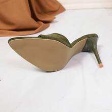 French Minimalist Suede Open Toe Pointed Toe Stiletto High Heels, Women's Summer Versatile Charming Party High Heel Sandals - Olive Green - View 7