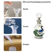 15 ML Exquisite Vintage Peacock Enamel Bottle, Decorative Beauty Container, Travel-Friendly / Personal Care, Glass Rod Perfume And Essential Oil Decanter, Decanting Funnel [Empty Bottle], Travel Bottle Set - View 5