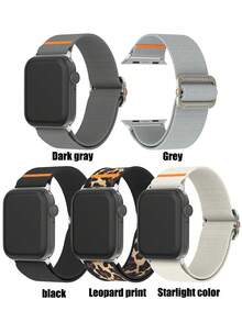 1pc Stretch Single Loop Compatible Band 38mm 40mm 41mm 42mm 44mm 45mm 46mm 49mm Women's Men's Sports Nylon Elastic Wristband Suitable For Apple Watch Series 11 10 9 8 7 6 5 4 11 Ultra/SE 3 2 - Multicolor - View 9