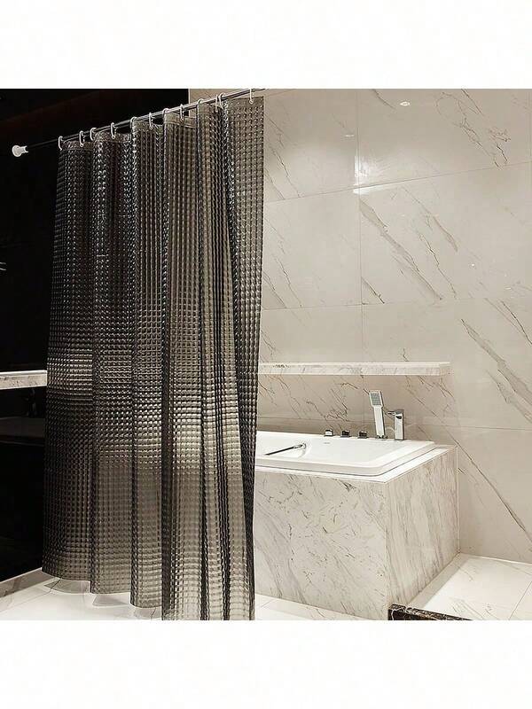 3D Transparent Crystal Plastic Shower Curtain 180*180cm Thin Lightweight Ice Cube Pattern Bathroom Shower Liner With Plastic Grommet Holes