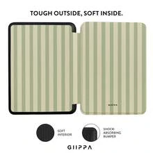 GIIPPA 1件綠色條紋Kindle保護殼附手提帶，適合書迷的情人節/聖誕節禮物，自動喚醒/睡眠電子閱讀器保護套，相容Kindle Paperwhite 5/6/7/10/11/12代、Kindle Colorsoft 1代、Basic Kindle 8/10/11代所有兒童版與Signature版 - 多色13 - 查看 3