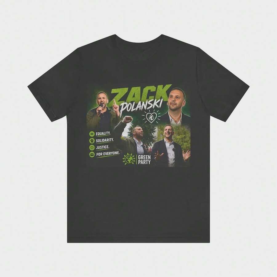 Camiseta de Zack Polanski, camiseta gráfica del Partido Verde, camiseta política británica, regalo para activistas políticos, camiseta estilo campaña vintage, camiseta ecológica política. - Negro - Ver 1