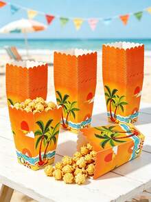 20/10PCS/1PC/Beach Theme Popcorn Boxes, 11.5x7x5cm Paper Candy Containers, Summer Tropical Palm Tree Sun Wave Treat Boxes For Hawaiian Luau, Beach Party, Birthday, Baby Shower, Pool Party Supplies - Ocean Party - View 13