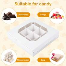 10/20pcs Elegant Chocolate Candy Boxes With Transparent Window, 5.9x5.9x1.38 Inches, 16 Cavities, Suitable For Birthday, Wedding And Other Occasions - View 6