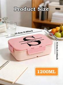 1pc Customizable Flip Top Bento Box, Artistic Text Customization, Large Area Customization, Portable, Waterproof, Leak-Proof, Suitable For Outdoor, Travel, School, Office, Includes Sauce Box And Utensils, DIY Personalized Lunch Box - Multicolor - View 5