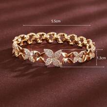 1pc Exquisite Geometric Windmill Leaf Shaped Design Cubic Zirconia Inlaid Women's Bracelet - Multicolor - View 7