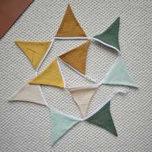 Morandi Color Cotton Fabric Triangle Bunting, Fabric Triangle Flag Garland, Suitable For Birthday Party, Picnic, Tent, Wall Decoration - Multi-color - View 2