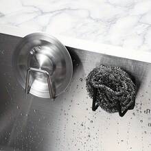 1/4pcs Fashionable Stainless Steel Sponge Holder, No Drilling Easy Adhesive, Kitchen Bathroom Sponge Storage Rack, Durable And Rust-Proof - Silver - View 7