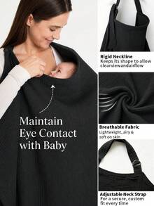 1件多功能哺乳披肩 防露奶哺乳圍裙 黑色/咖啡色/米色紗布哺乳罩衫 透氣柔軟親膚 媽媽用哺乳遮蓋罩 - 熔岩黑 - 查看 2