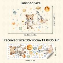 1件太空熊太空人牆貼，行星火箭星星貼紙，自黏式牆面裝飾，適用嬰兒房與兒童房 - 彩色 - 查看 6