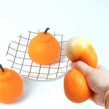 1pc Soft Squeeze Orange Stress Relief Toy, Cute Creative Fruit Toy With Slow Rebound, Realistic Orange Color - Multicolor - View 2
