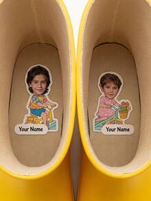 2-48PCS Customized Shoe Labels, Personalized Name Shoe Stickers, Children's Shoe Name Tags, Customized Photo Shoe Labels. - Multicolor - View 4