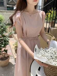 Women Midi Dresses - Pink - View 8