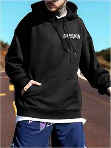 Men's Oversized Hoodie - Racing, Dragon & Street Art Graphics.Heavyweight Streetwear Pullover, Relaxed Fit Winter Casual Sweatshirt. - White - View 2