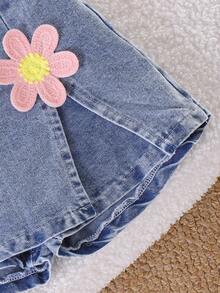2pcs/Set Young Girl' Casual Floral Decor Camisole And Denim Skirt Outfit, Summer - Multicolor - View 9