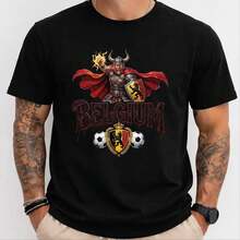 Belgium Football Jersey, Red Devils, Football Shirt, Belgian Knight, Graphic Apparel, European Fan Gift, Gene Apparel R9P1 - Black - View 7