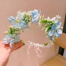 1件仙女粉色花冠发箍，自然风格人造花发圈，摄影道具，夏季，海滩，婚礼 - 彩色 - 查看 19