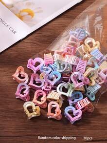 10/30/50pcs Sweet Colorful Tie Dye Large Heart Hair Claw Clips For Women, Half-Up Bun & Loose Hair Hair Claw, Fashion Versatile Casual Vacation Style Hair Accessories - Multicolor - View 7