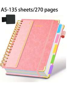 Spiral Notebook With Ruler - A5 Hardcover Double Spiral Bound Diary And Notebook, Easy To Flip, Detachable, College Ruled Thick Paper Double Line Spiral Notebook, Loose-Leaf Binder Notebook Diary Planner Sketchbook, For Creative Inspiration, Ideal Holiday Gift, Suitable For Work, School, Office And Home Use, 70 Pages Hardcover Notebook, 80GSM Thick Paper, Vintage Style, Horizontal Lines, Birthday Gift, Holiday Keepsake, Back To School Gift, Graduation Gift - Multicolor - View 12