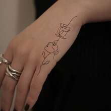 3 Sheets Minimalist Line Drawing Temporary Tattoo Stickers, Dainty Floral Animal Word Text Tiny Fake Tattoos, Waterproof Thin Line Small Body Art Stickers For Wrist Neck Collarbone Women - Black - View 6