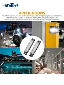 GLANBERT 8个/包 超亮6LED卡车侧灯，防水拖车卡车指示灯，12V 24V宽幅示廓灯，紧急警示灯，转向灯 - 彩色 - 查看 8