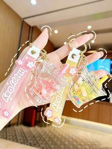 Summer Fresh Color Series Cup Shaped Keychain, Unisex Key Ring, Keychain Pendant, Backpack Charm, Party Gift For Friends - Multicolor - View 3