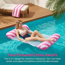 Mesh Breathable Inflatable Float With Pillow Design, Comfortable Reclining Without Pressure, Thickened PVC And Durable, Good Load-Bearing And Anti-Flip, Pool Float / Beach Mat Dual Use, Quick Inflation And Deflation, Portable And Easy To Store, Summer Water Play - Multicolor - View 1