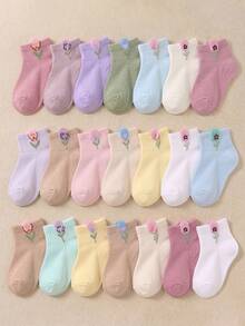24/12/6 Pairs Multi-Style Girls Toddler Sweet 3D Bow Ribbed Mid-Calf Socks, Soft Breathable Baby Set, Baby Mid-Calf Socks, Girls Toddler Socks, Infant Socks, Newborn Toddler Socks, Solid Color, Macaron Color Palette, Cute Style, Sweet Style, Modern Academic Style, Barefoot Walking Socks, Daily Wear Back To School Season Gift, 0-36 Months, Baby Supplies, Girls Socks - Multicolor - View 1