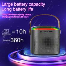 Small Karaoke Machine With 2 Wireless Microphones, USB Charging. Portable Karaoke Machines, Birthday Gifts, Family Gatherings, Outdoor Trips And LED Lights, Compatible With All Smartphones - White - View 7