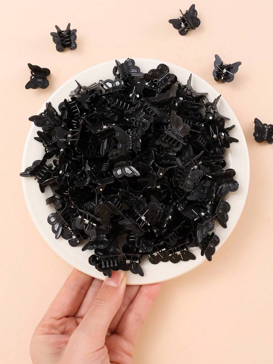 60pcs Sweet & Cute Mini Colorful Butterfly Hair Clips, Suitable For Girls, Mother's Day Gift. - Black - View 1