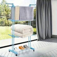 4-Layer Foldable Clothes Drying Rack with Wheels, Space-Saving Laundry Tower with 6 Folding Wings and 2 Rotating Side Arms for Indoor and Outdoor Use, Drying Racks - Standard - Übersicht 11