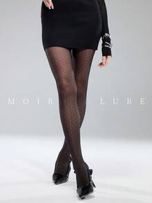 MOIRÉALLURE 1雙純色適合日常生活的時尚褲襪 - 黑色 - 查看 6